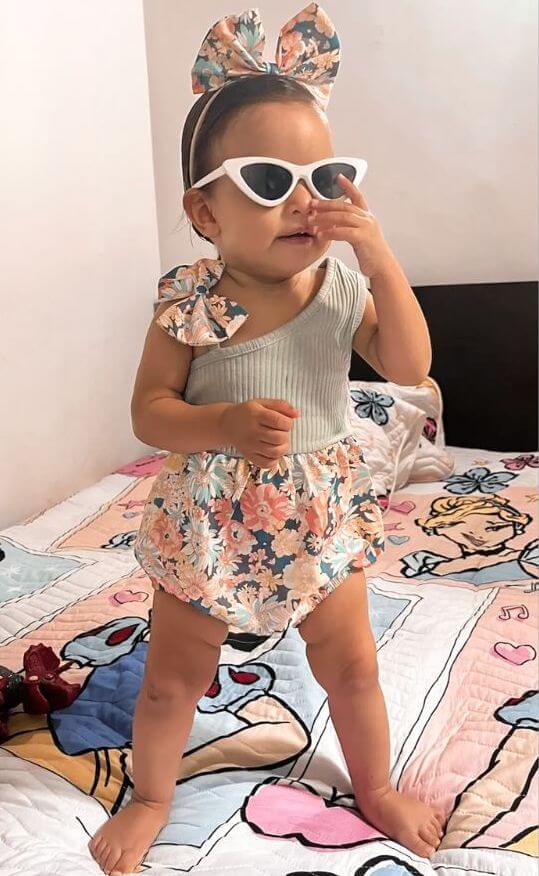 Evie Floral Baby Romper | Stylish Summer Baby Girl Outfit - Lulu Babe