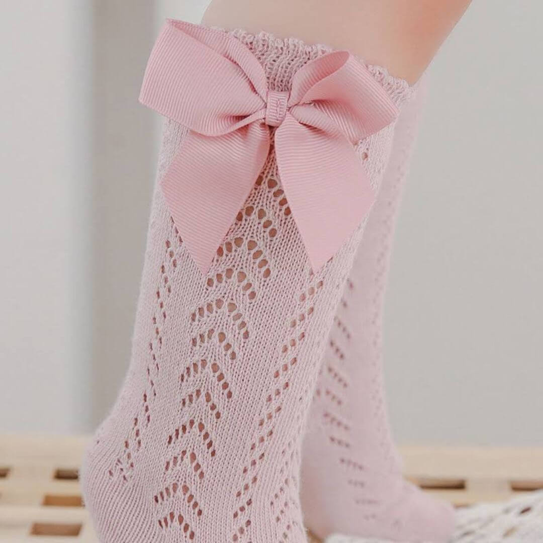 Satin Bow Baby Socks | Adorable Knee High Socks - Lulu Babe