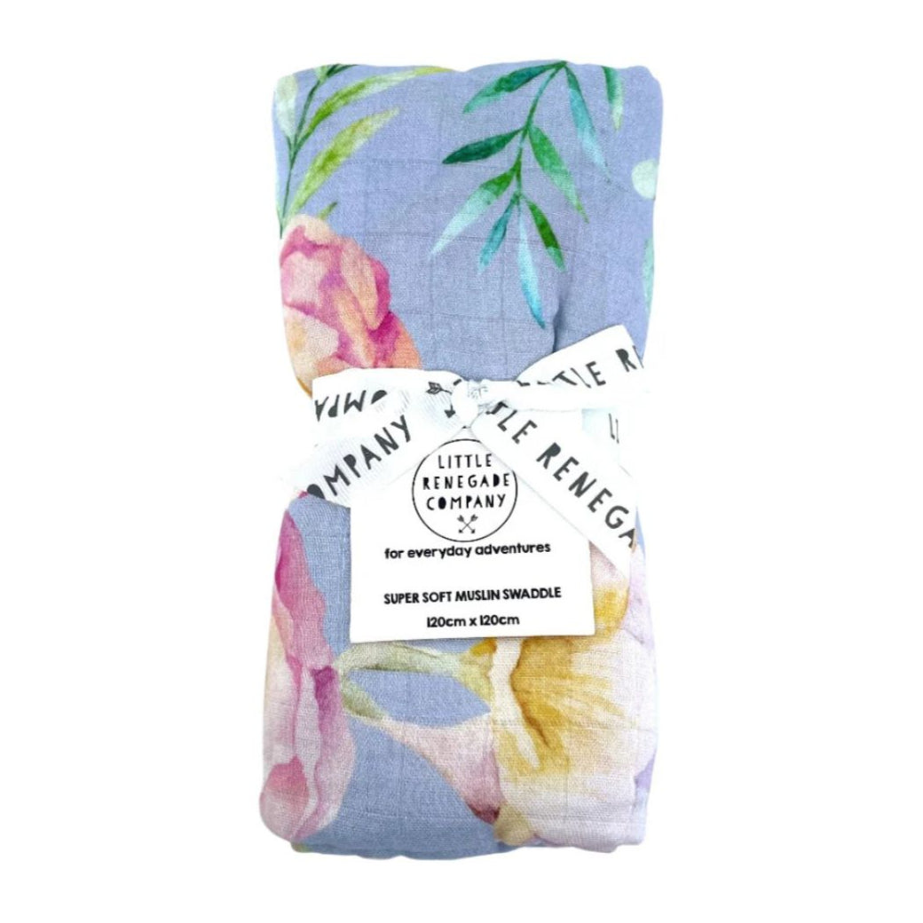 Floral Muslin Wrap by Little Renegade Company, super soft, breathable, perfect for swaddling