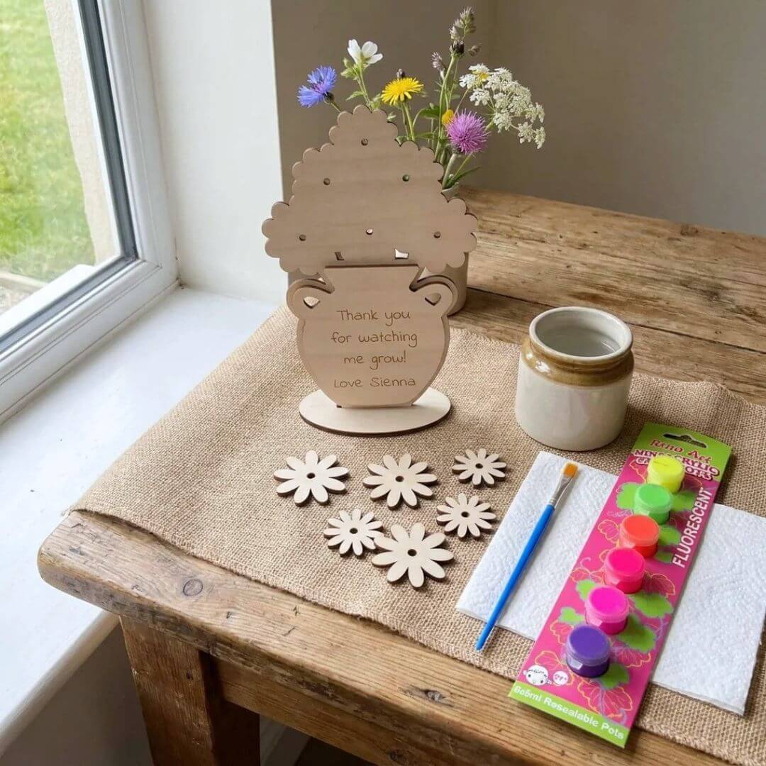 Personalised Wooden Flower Paint Kit