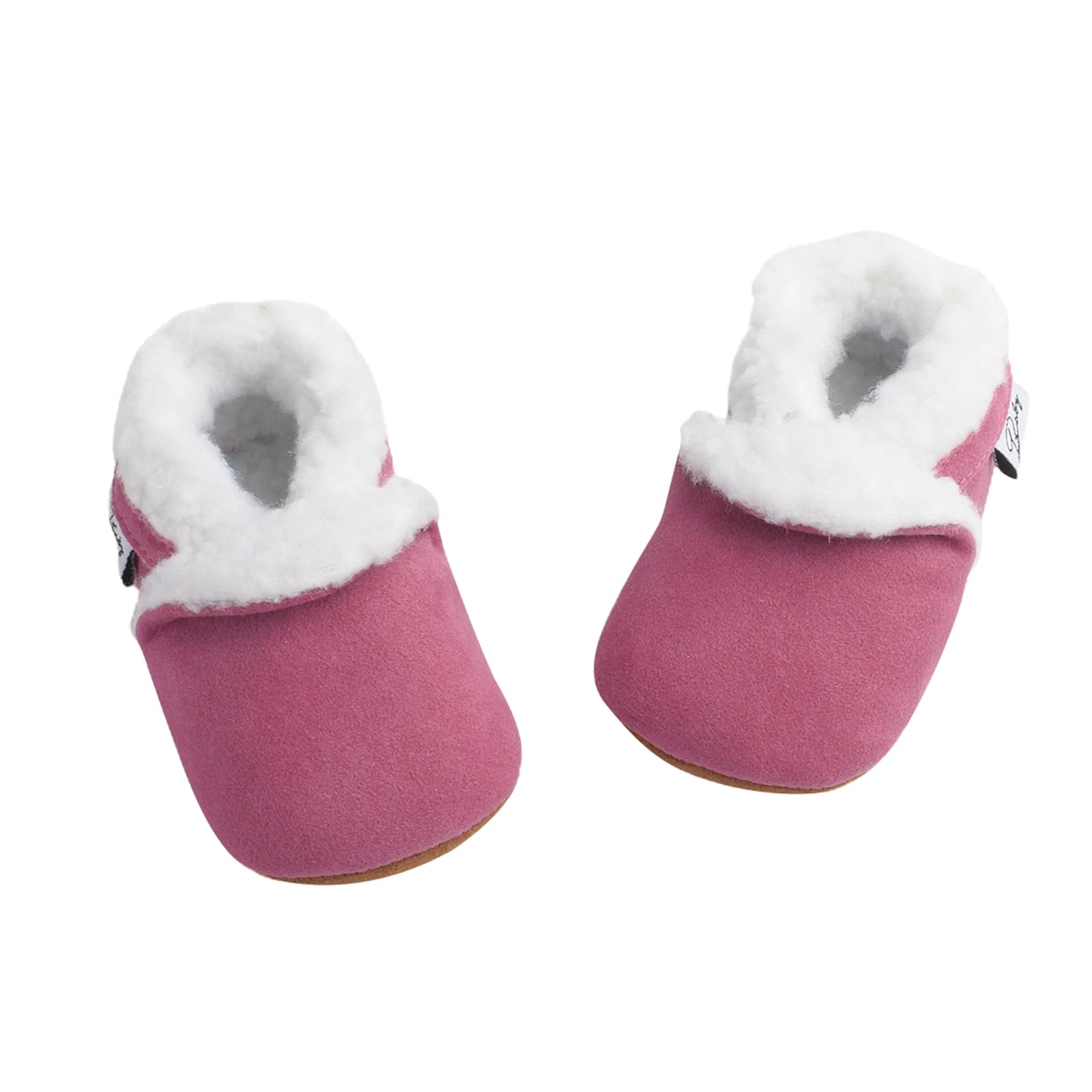 Rose baby moccasins with fluffy lining