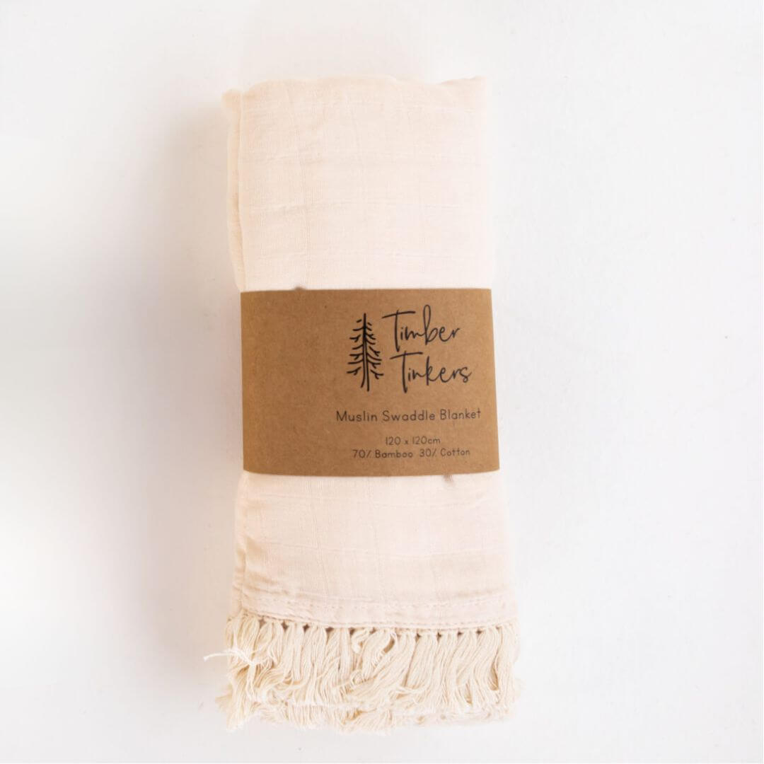 Fringed Muslin Baby Swaddle Soft Bamboo Cotton - Main Image