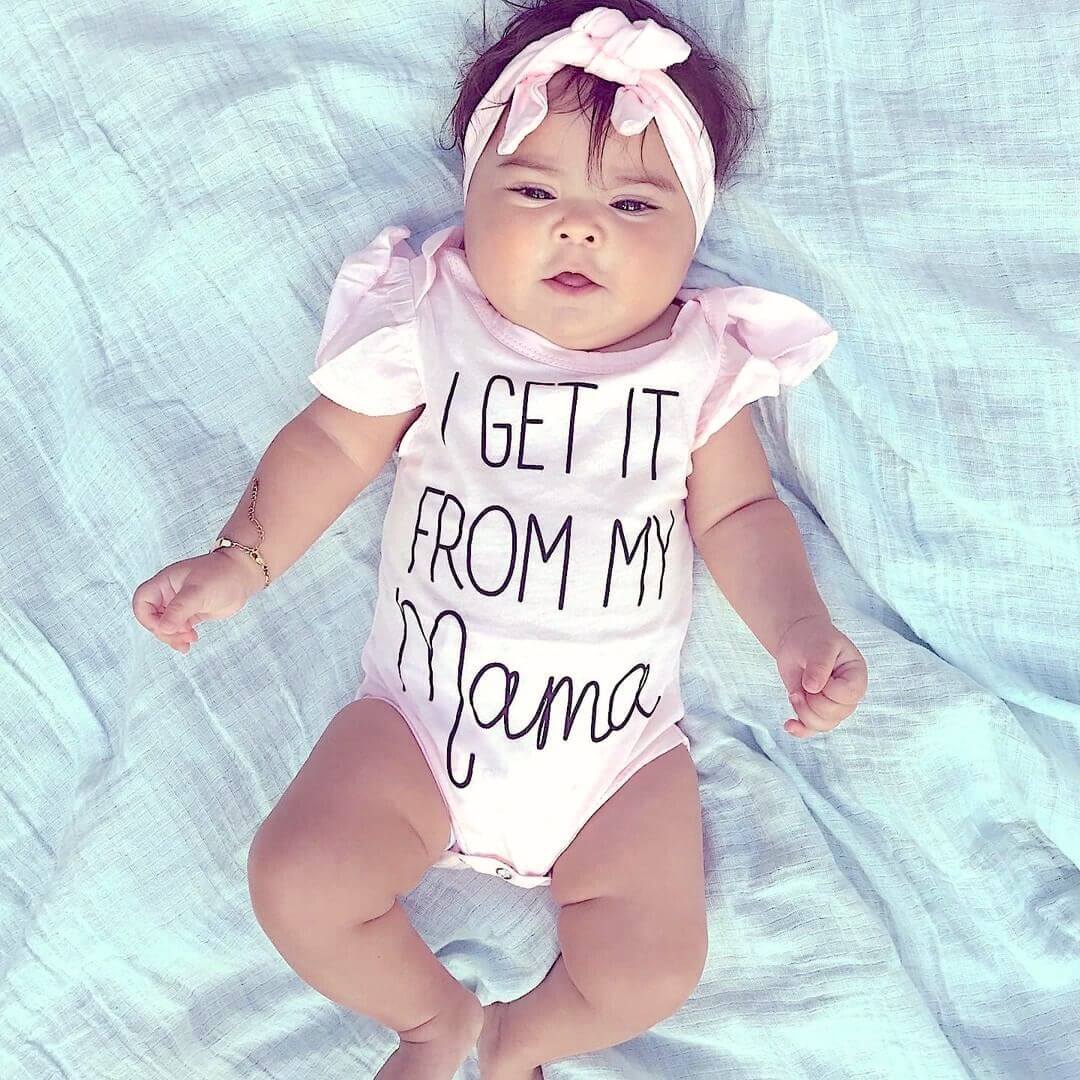 I Get it From My Mama Romper | Adorable Pink Baby Girl Outfit - Lulu Babe