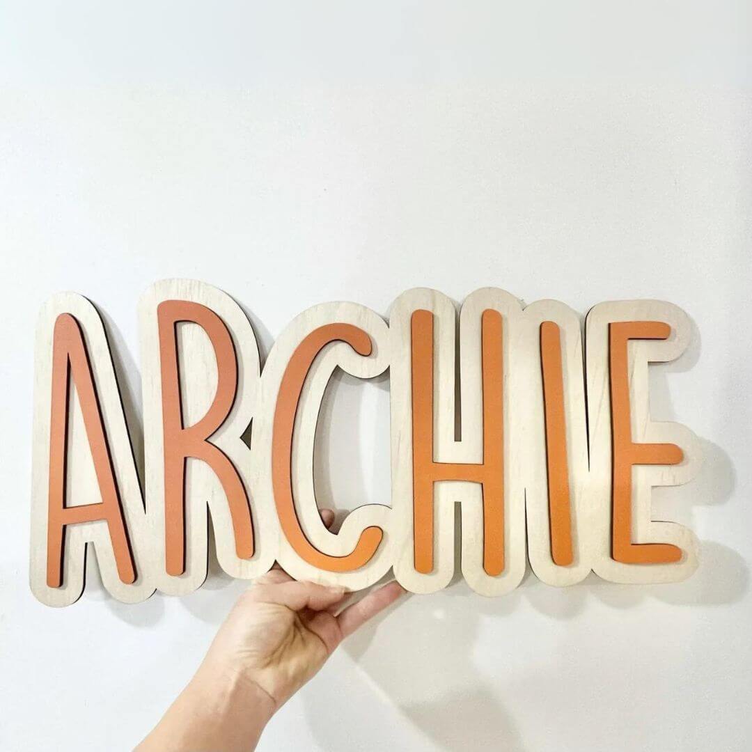 Personalised 3D Layered Name Sign (in 30cm, 50cm, 80cm & 100cm)