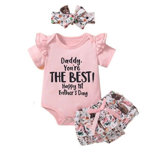 Happy 1st Fathers Day Set | Adorable Baby Girl Outfit - Lulu Babe