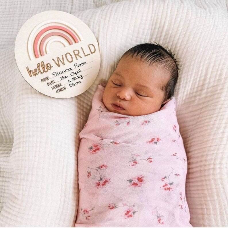 Birth Announcement Plaque - Hello World