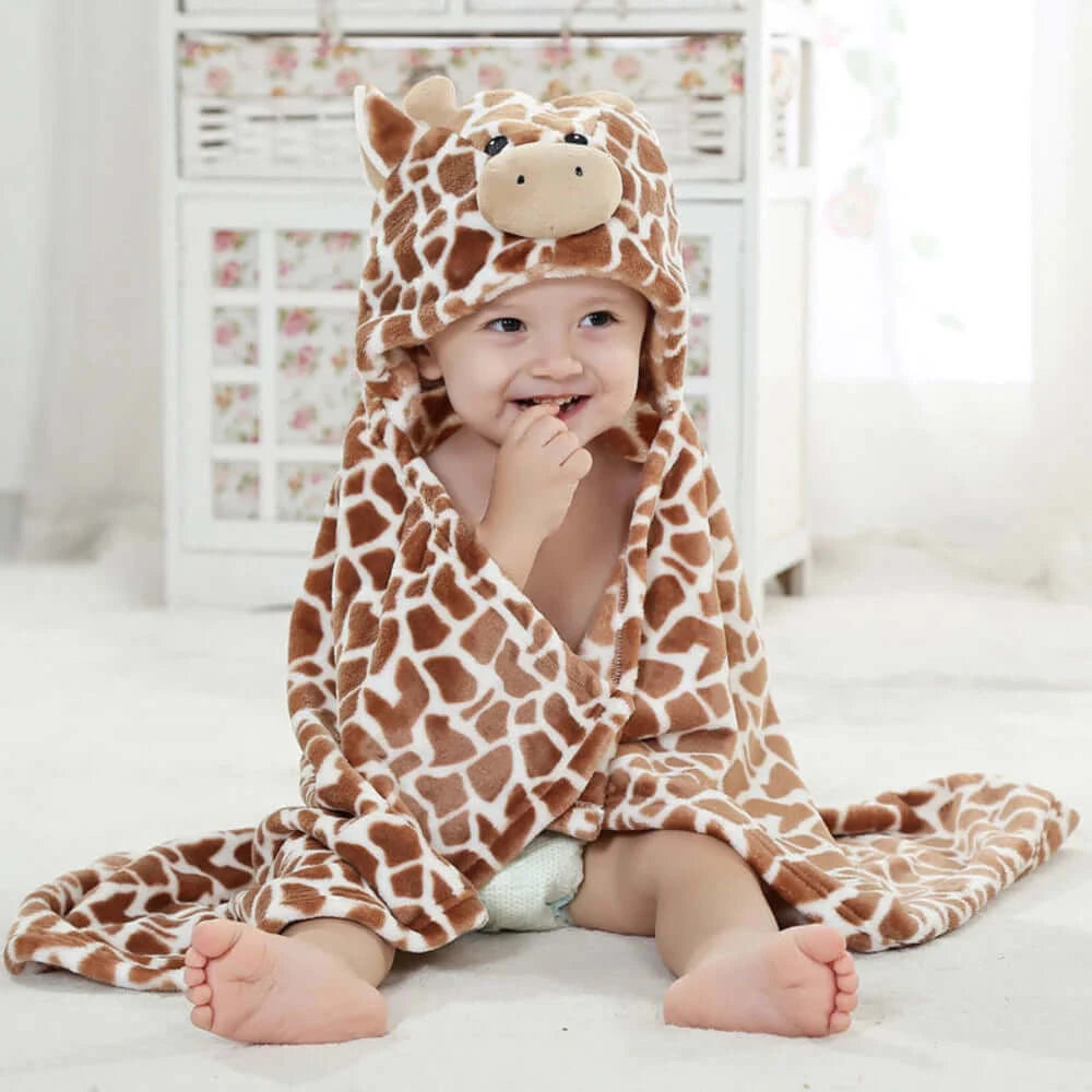 Hooded Toddler Blanket with Adorable Giraffe | Cozy & Playful - Lulu Babe