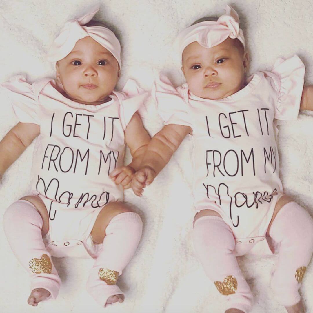 "I Get it From My Mama" Romper | Pink Baby Girl Onesie - Lulu Babe