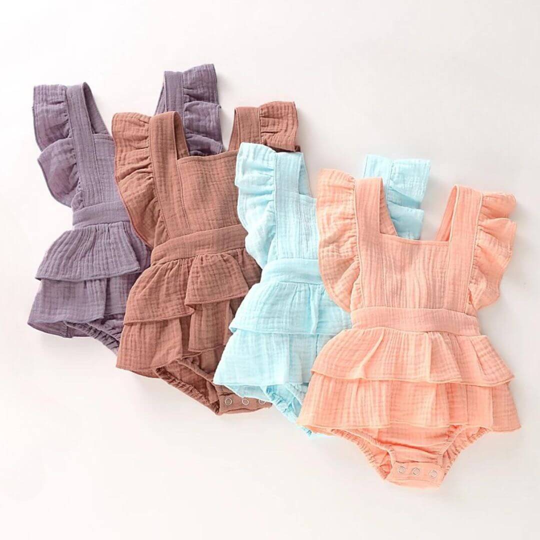 Jennifer Ruffle Baby Girl Romper | Adorable Frills & Backless Design - Lulu Babe