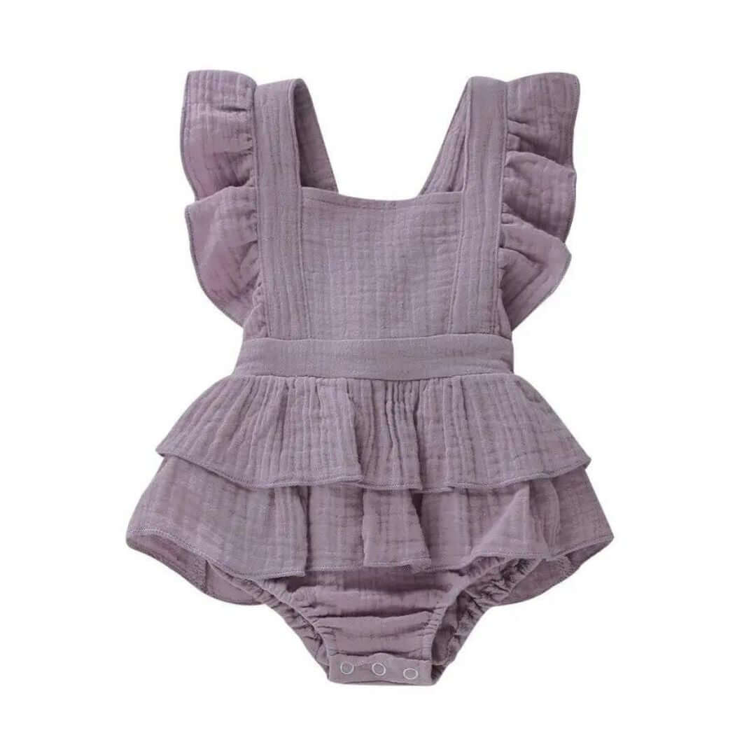 Jennifer Ruffle Baby Girl Romper | Adorable Frills & Backless Design - Lulu Babe
