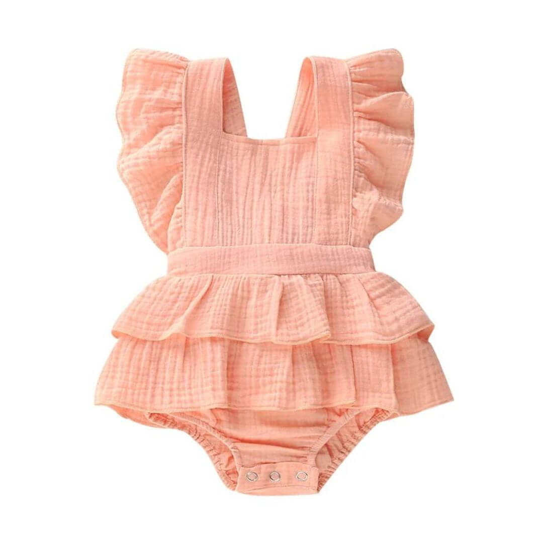 Jennifer Ruffle Baby Girl Romper | Adorable Frills & Backless Design - Lulu Babe