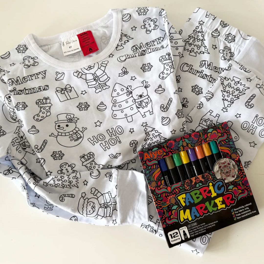 Kids Christmas Colouring Pyjamas