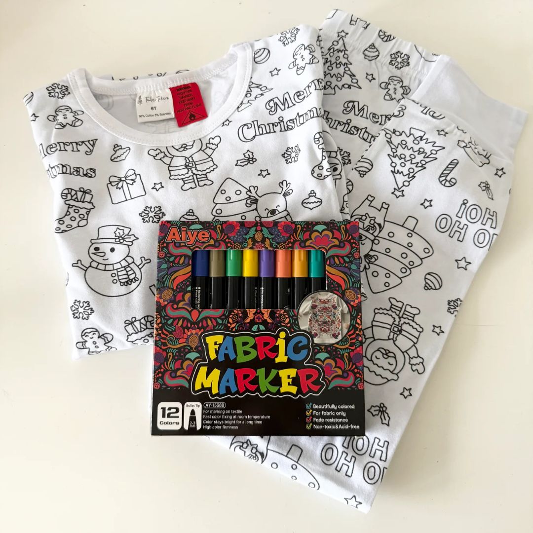 Kids Christmas Colouring Pyjamas