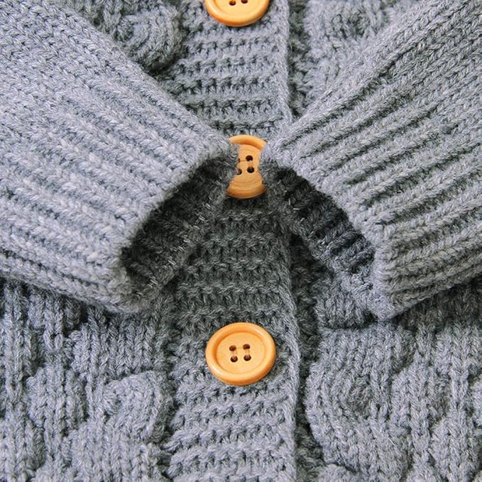 Grey Knit Baby Bear Cardigan with Hood - Lulu Babe