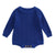 Chunky knit baby romper in blue with long sleeves and button details, perfect for winter snuggles.