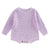 Knitted baby romper in lavender with long sleeves and button detail, perfect winter outfit for little ones.