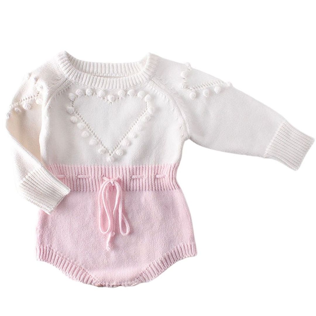 Knit Heart Baby Romper
