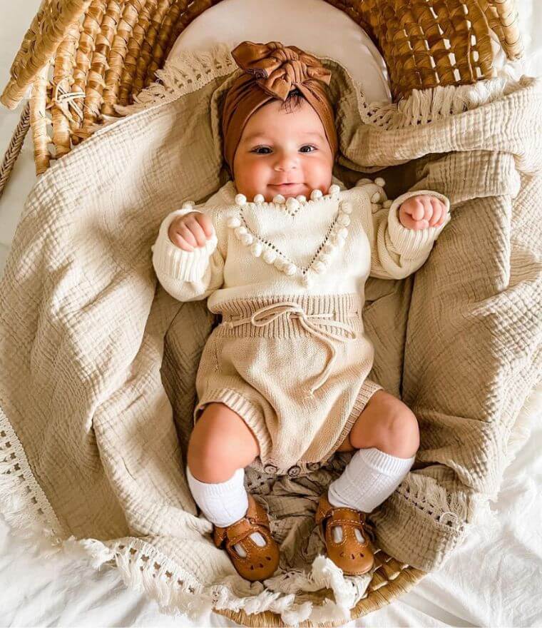 Baby Girl Knit Heart Romper | Adorable Long Sleeve Onesie - Lulu Babe