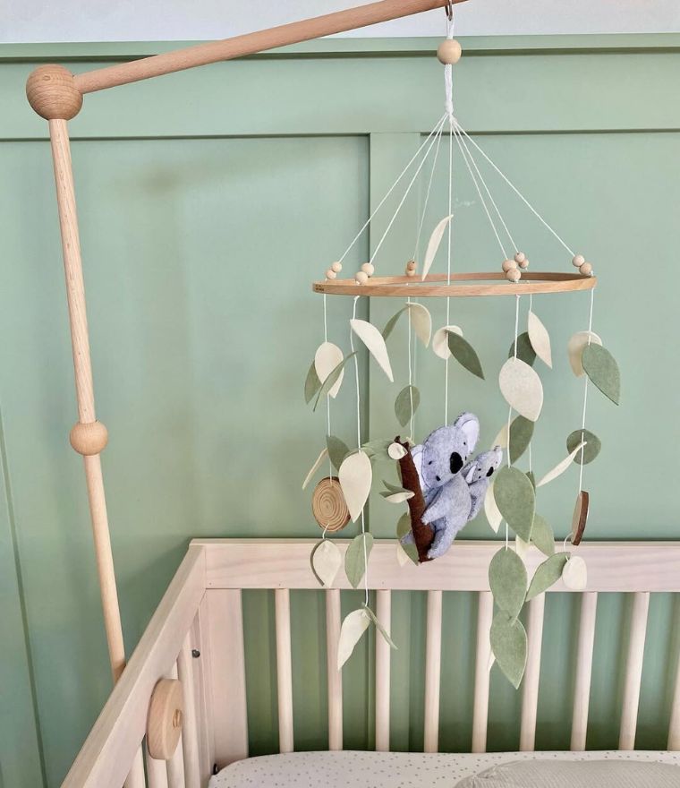 Koala Baby Cot Mobile - Handmade Felt & Wood Australian Nursery Mobile