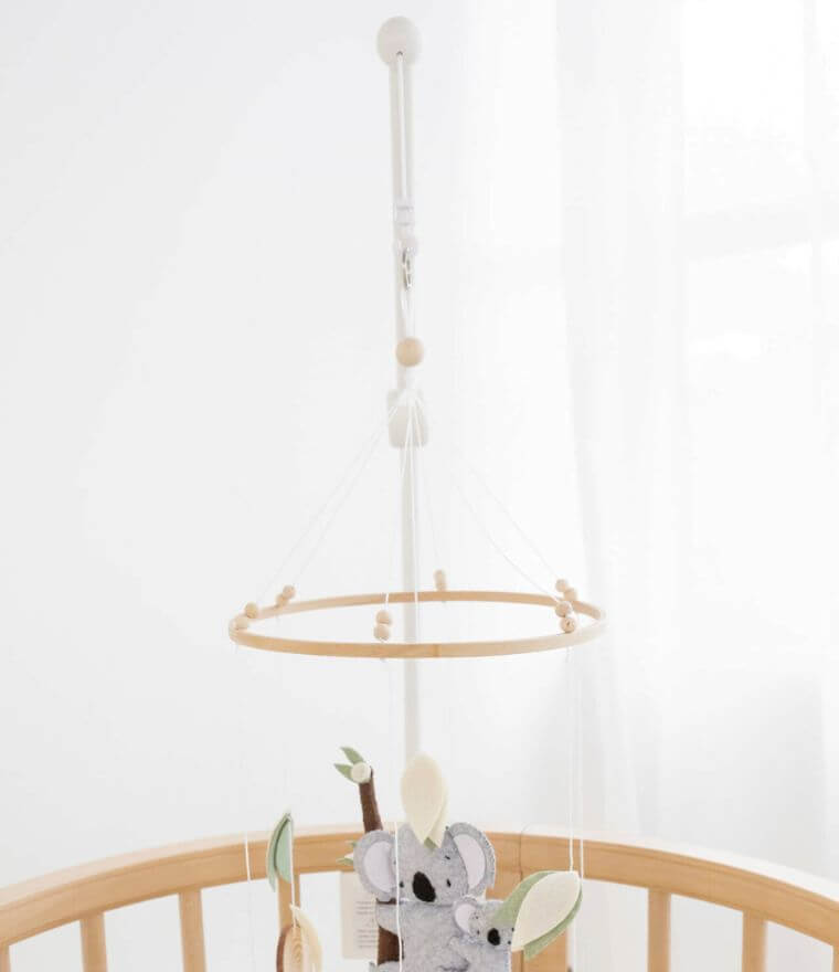 Koala Baby Cot Mobile - Handmade Felt & Wood Australian Nursery Mobile