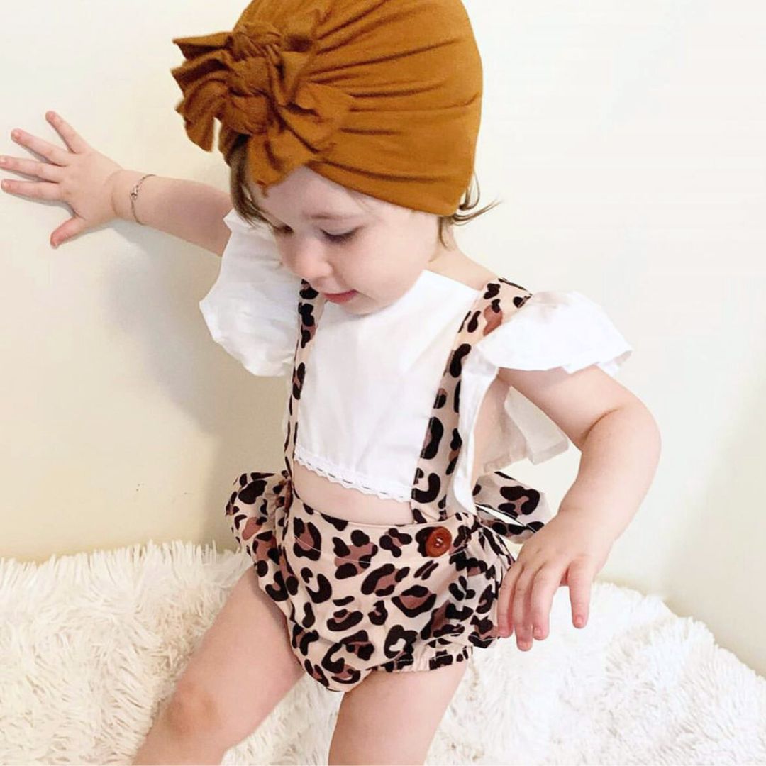 Leopard Pinafore Baby Romper