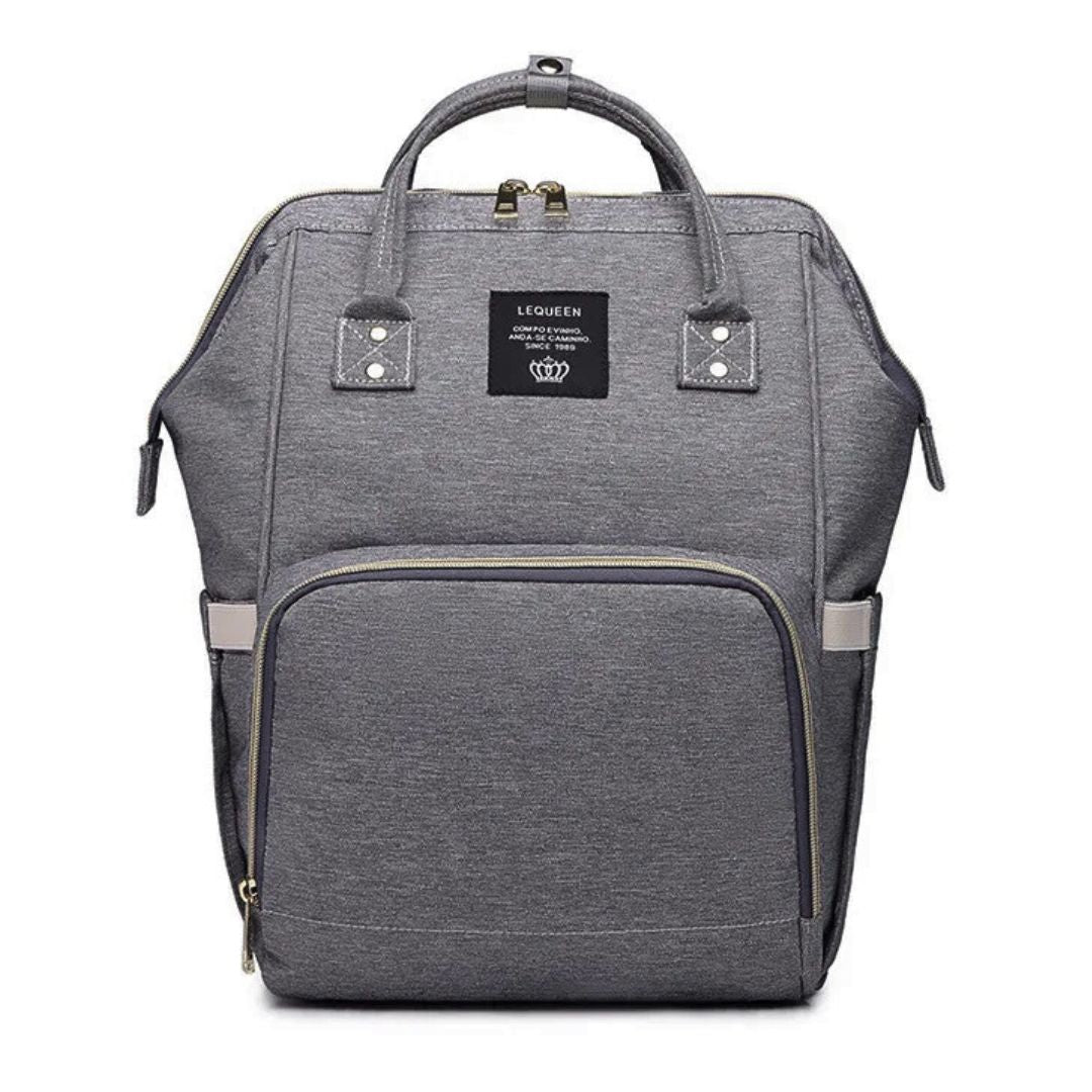 LeQueen Nappy Bag in grey, featuring spacious compartments.