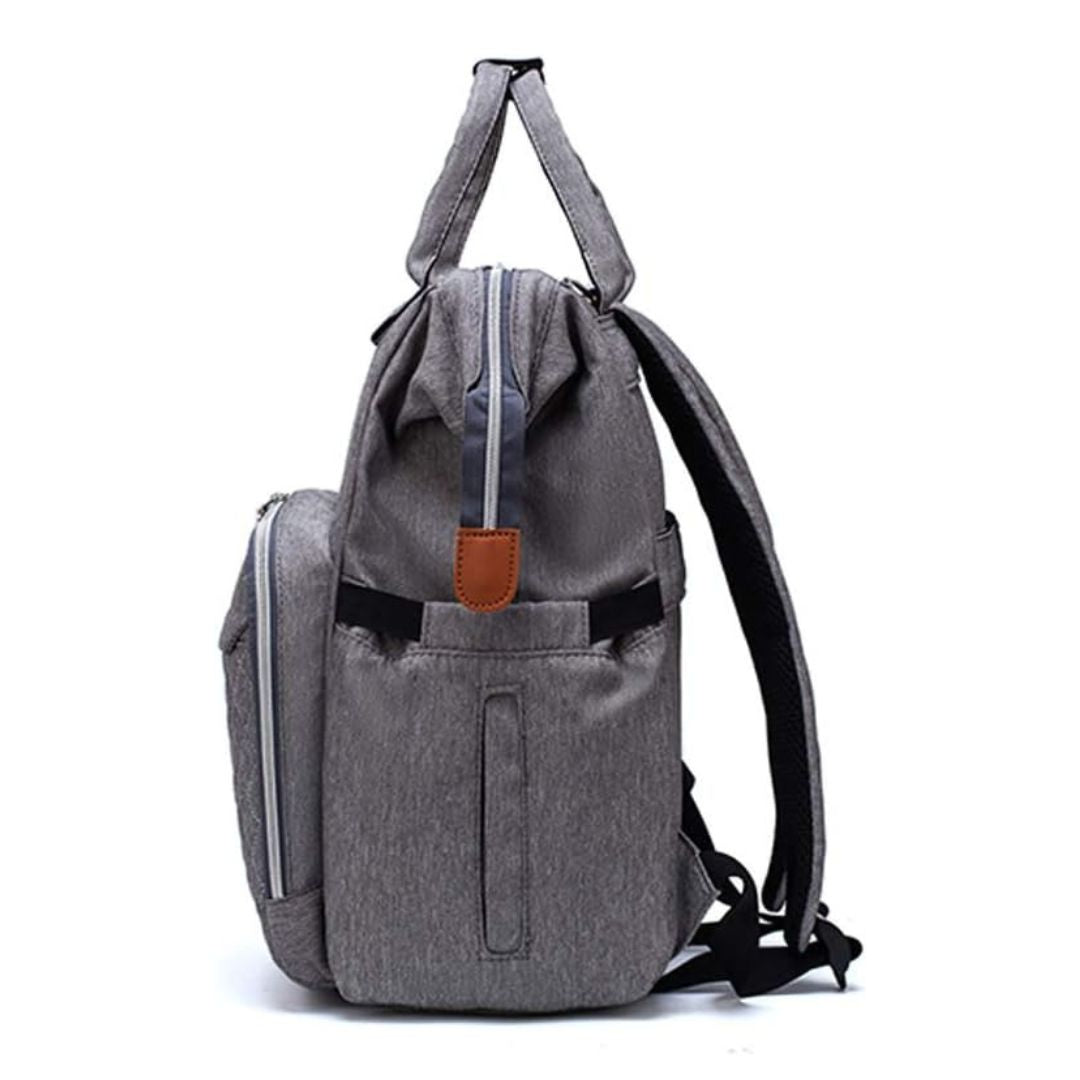 LeQueen Quilted Nappy Backpack in grey - side view