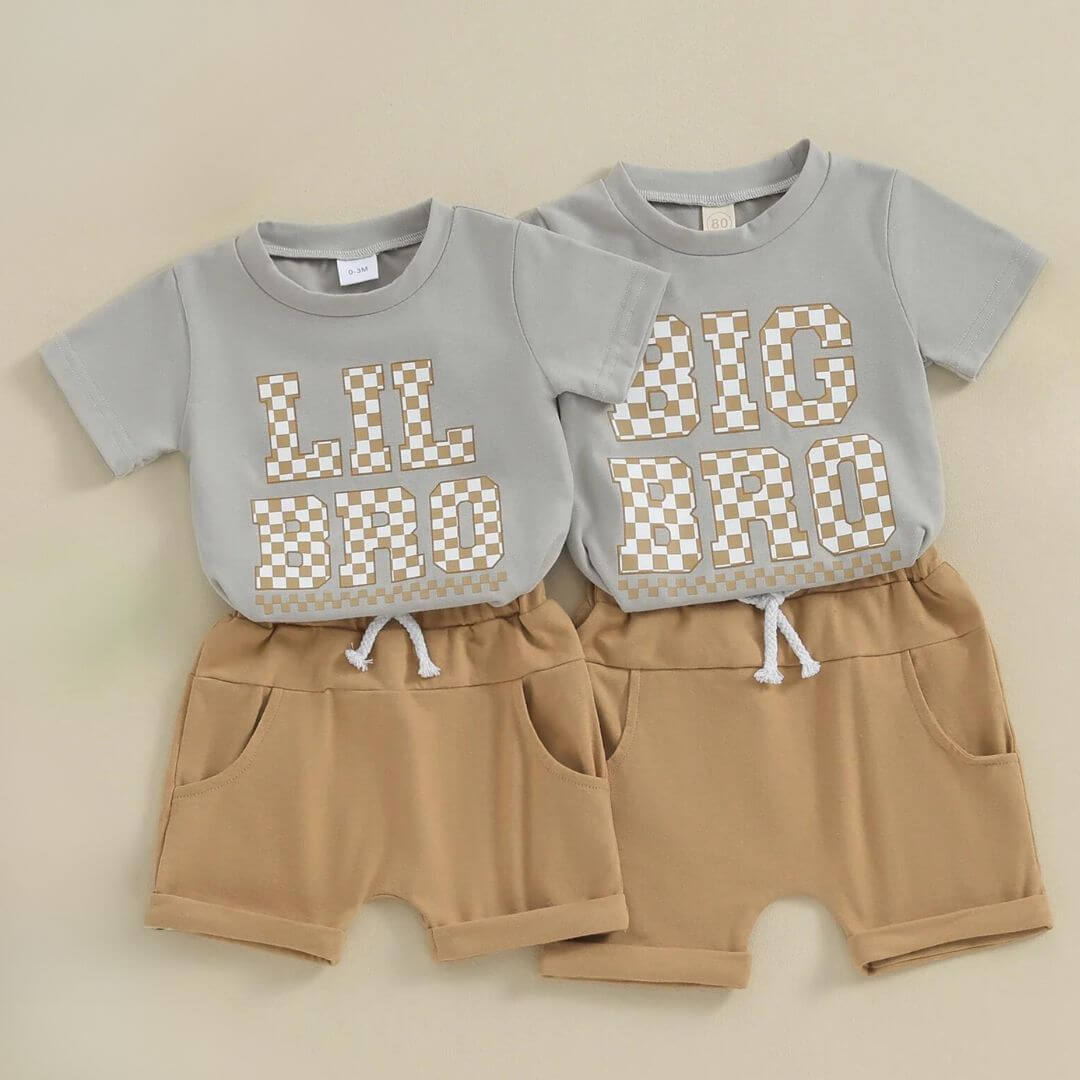 Lil Bro Checkered Baby Set | Match Your Brother in Style & Comfort - Lulu Babe