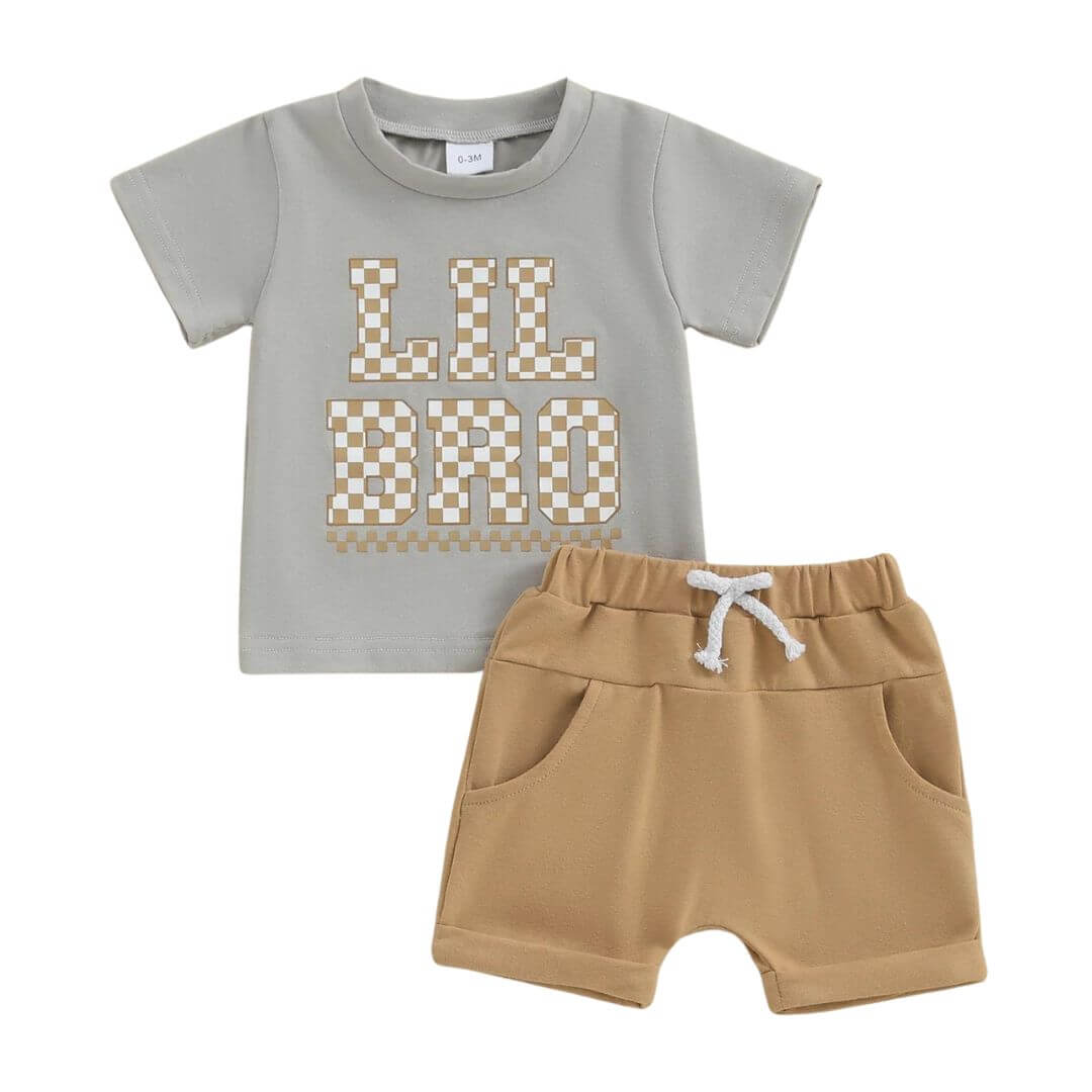 Lil Bro Checkered Baby Set | Match Your Brother in Style &amp; Comfort - Lulu Babe