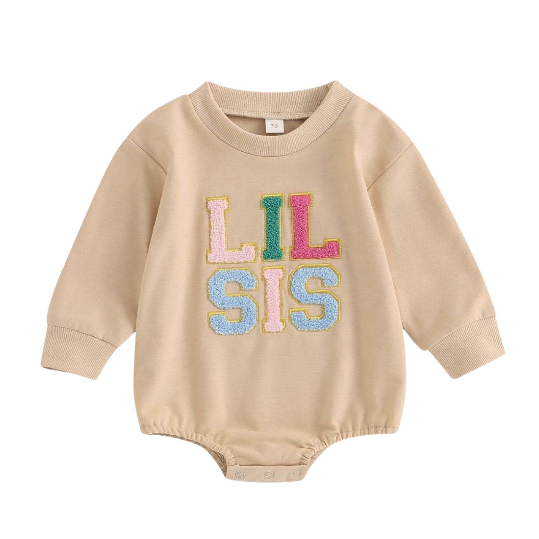 Lil Sis Long Sleeve Romper | Stylish Little Sister Onesie - Lulu Babe