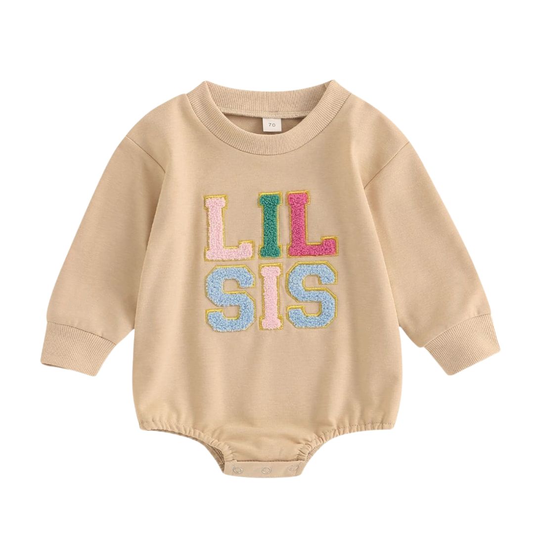 Lil Sis Long Sleeve Romper | Stylish Little Sister Onesie - Lulu Babe