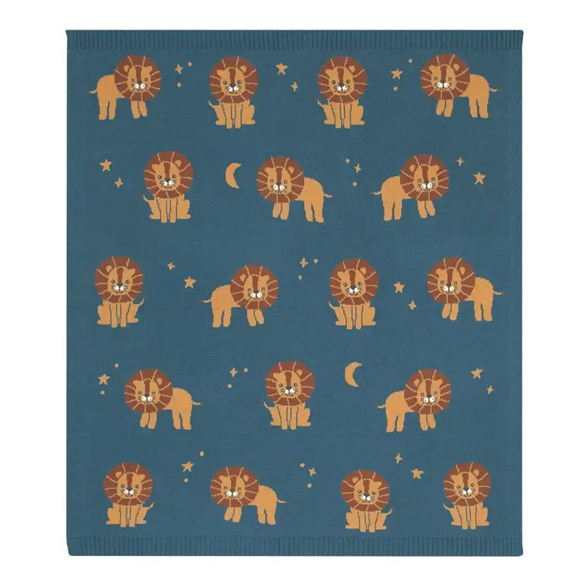 Lion Knit Baby Blanket – 100% Cotton, Perfect for Pram or Bassinet - Timber Tinkers