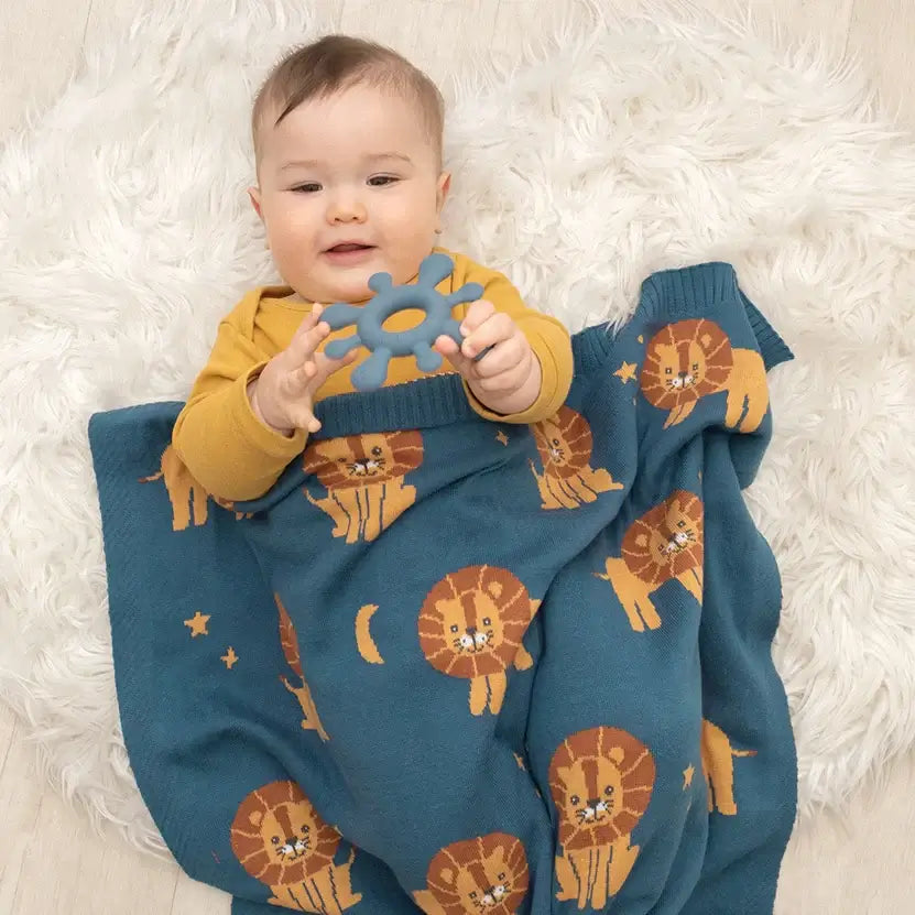 Lion Knit Baby Blanket – 100% Cotton