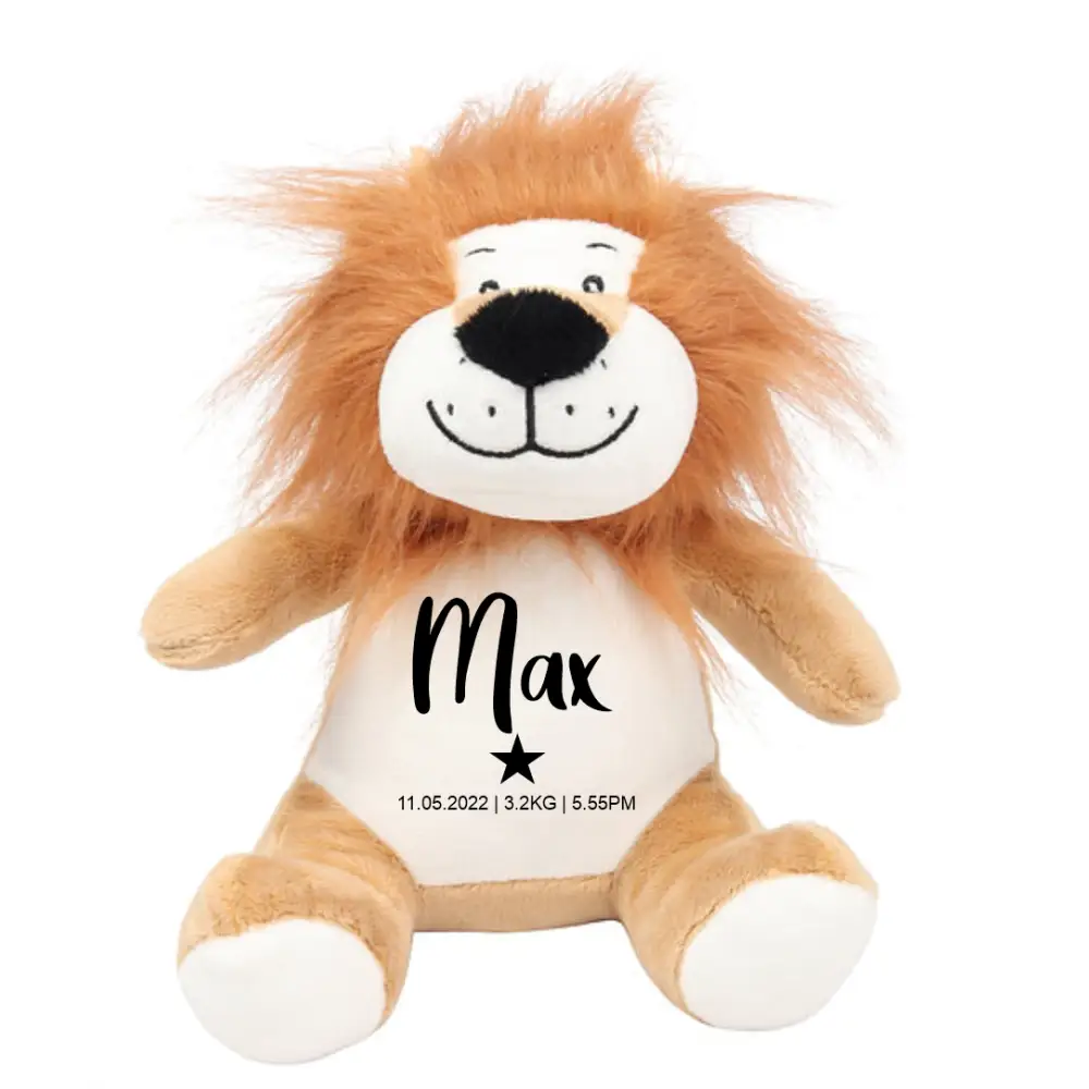 Personalised Lion Plush with Star and baby's name | Newborn Baby Gift - Lulu Babe