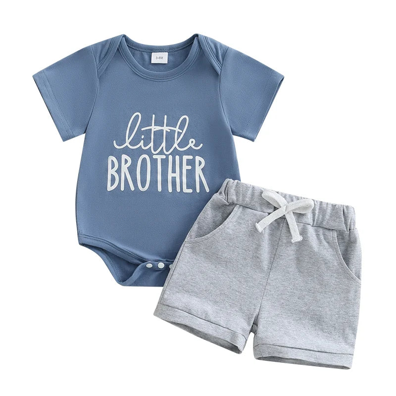 Little Brother Newborn Outfit | Baby Boy Bodysuit & Shorts - Lulu Babe