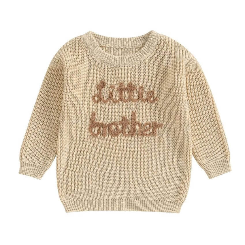 Little Brother Knit Jumper in beige | Baby Brother Knit (0-3 Years) - Lulu Babe
