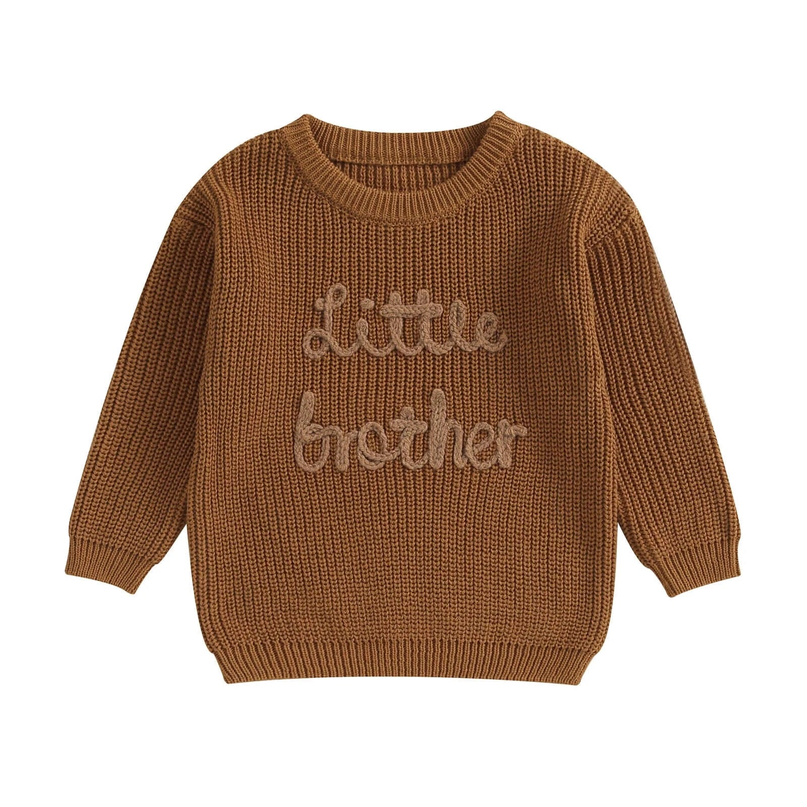 Little Brother Knit Jumper in brown for baby brothers - Lulu Babe