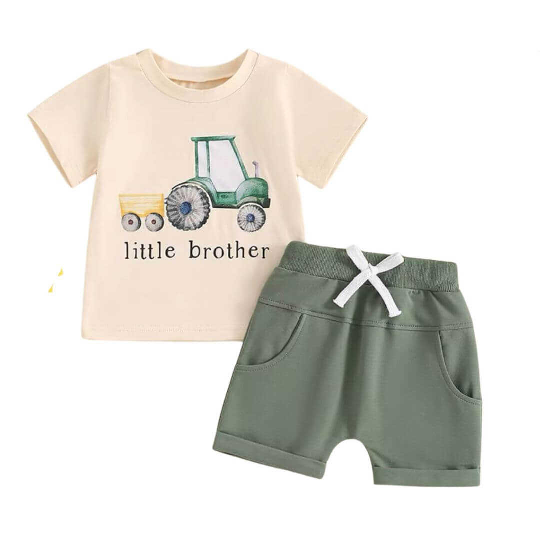 Little Brother Tractor Shorts Set Matching Brother Outfit 0 3 Years