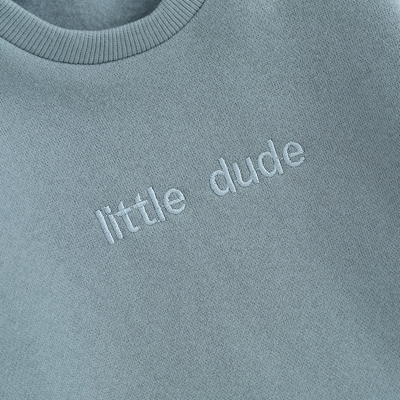 Little Dude baby boy long-sleeve romper in blue