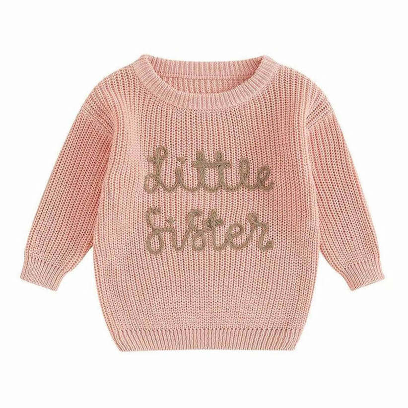 Pink Little Sister Knit Jumper for baby girls 0 to 18 months
