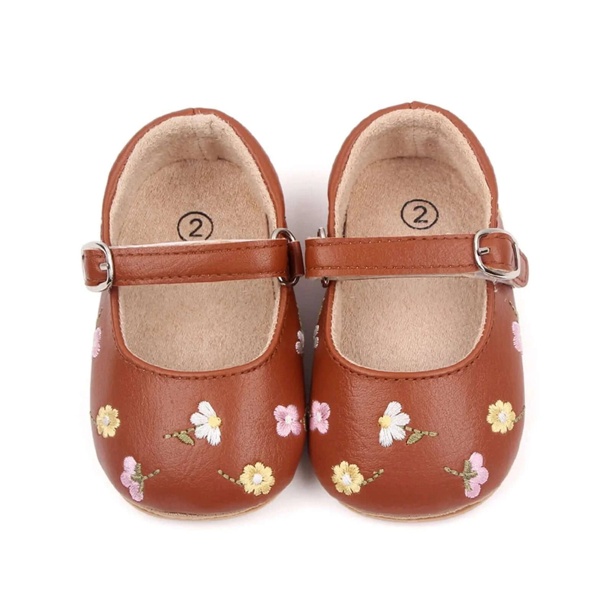 Maeve Flower Baby Shoes | Vegan Leather with Floral Embroidery - Lulu Babe