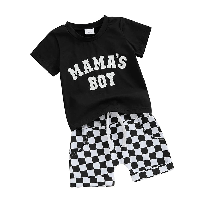 Black and white Mama's Boy checkered set