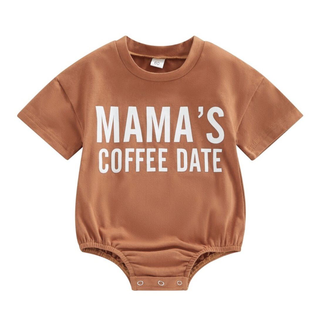 Mama&#39;s Coffee Date Baby Romper | Adorable Unisex Onesie - Lulu Babe