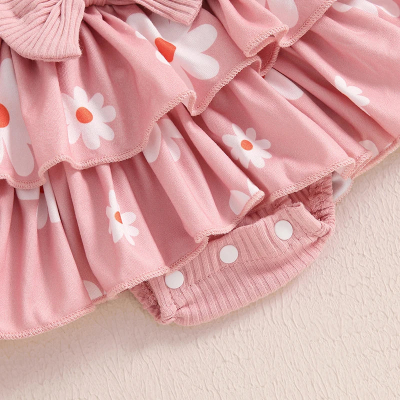 Closeup of Mama's Girl Ruffle Set in pink showing snap closures
