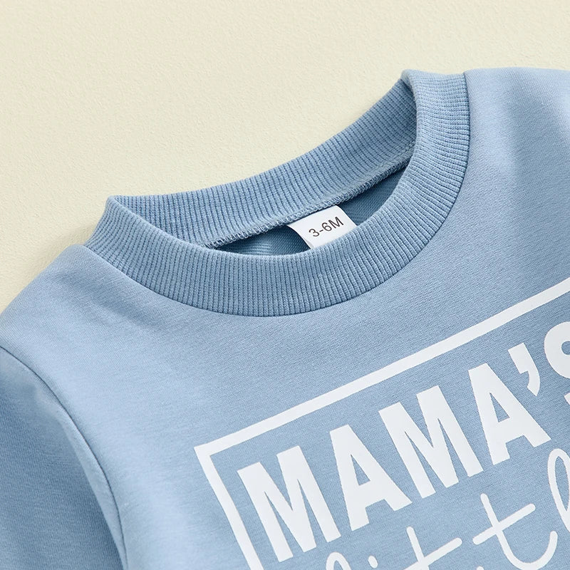Close-up of Mama's Little Man Set in blue
