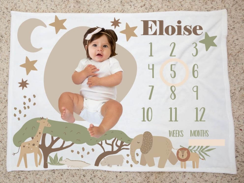 Personalised Milestone Blanket | Capture Baby's Monthly Growth Photos
