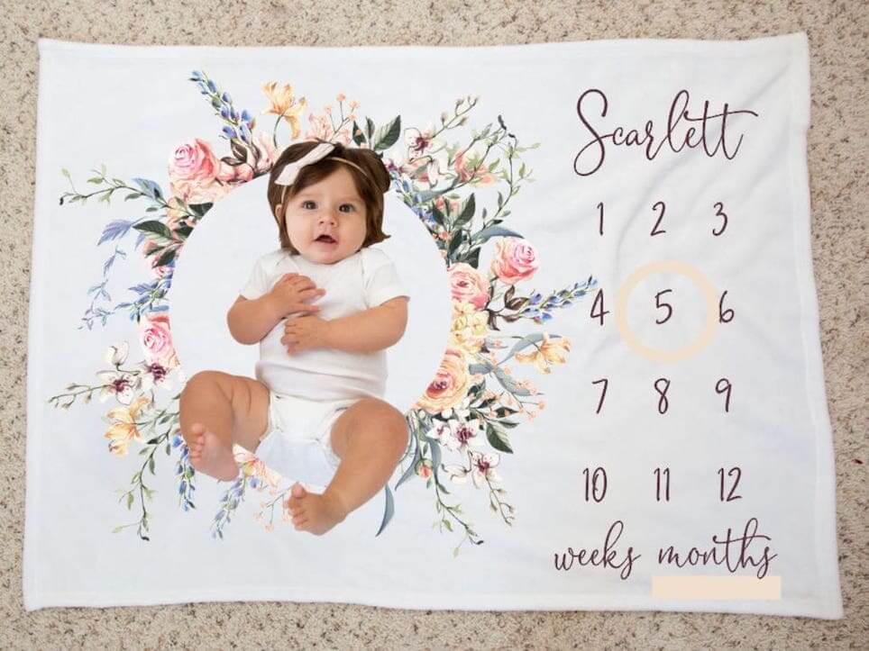 Personalised Milestone Blanket | Capture Baby's Monthly Growth Photos