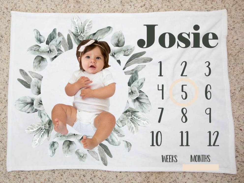 Personalised Milestone Blanket | Capture Baby's Monthly Growth Photos