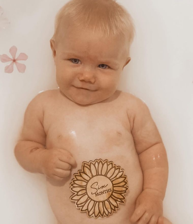 Wooden Sunflower Milestone Discs Australia | Record Baby's First Year - Timber Tinkers