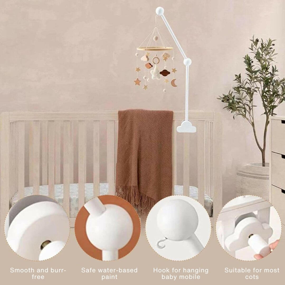 Baby Mobile Stand - White Wooden Cloud